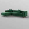 Arzo Modern Luxury Velvet Upholstered Chesterfield L Sofa