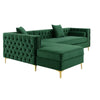 Arzo Modern Luxury Velvet Upholstered Chesterfield L Sofa