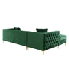 Arzo Modern Luxury Velvet Upholstered Chesterfield L Sofa