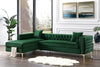 Arzo Modern Luxury Velvet Upholstered Chesterfield L Sofa