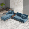 LShaped Blue Modular Sectional Sofa Chaise with Ottoman for Living Room