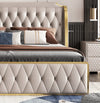 Lavish Vertical tufting leatherette bed