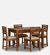 Wooden Rounded 4 Seater Dining Set