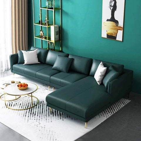 Pluto Luxury Modern Leatherette Sofa Set In Green